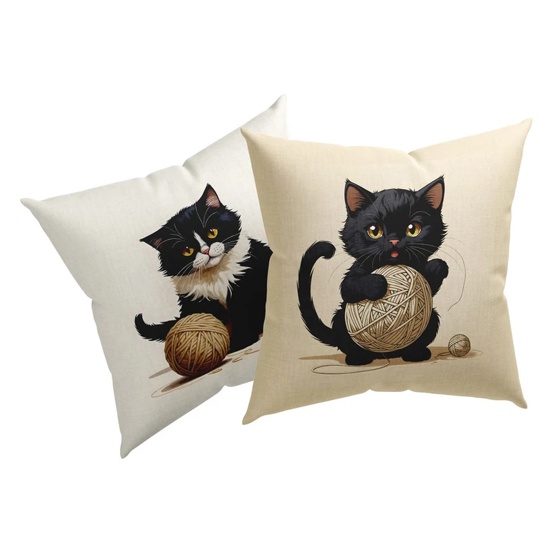 کاور کوسن طرح گربه بازیگوش 2 کد Q2K-1202-1203 مجموعه دو عددی