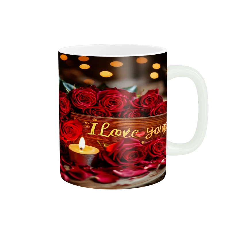 ماگ پاد آفرین مدل فانتزی طرح گل رز قلب عشق love عاشقانه کادو کد p12041