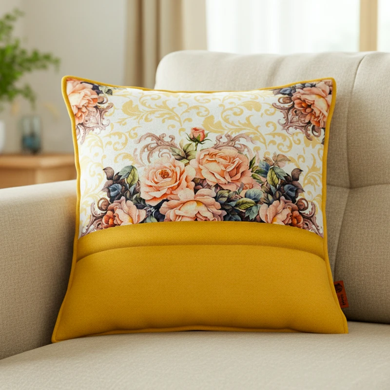 کاور کوسن اترس چوب مدل رخساره سایز 42*42 سانتی متر