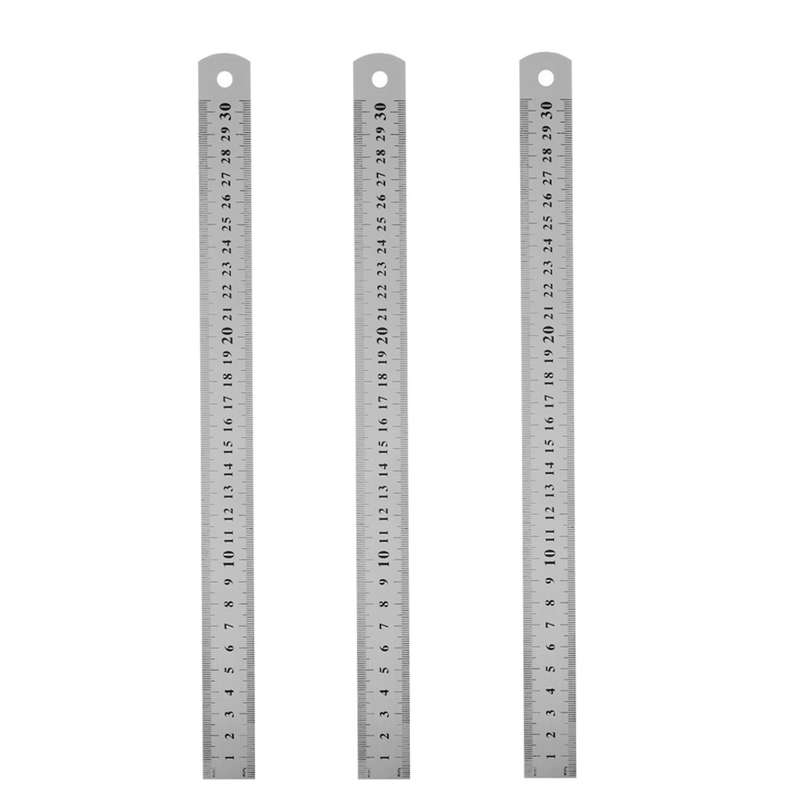 خط کش 30 سانتی متری مدل MTSN-Steel-Ruler بسته 3 عددی