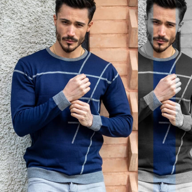 پلیور مردانه مدل یقه گرد رنگ سرمه ای