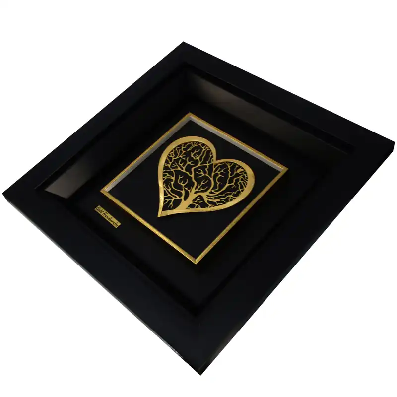 تابلو طلا کوب زرکات طرح قلب و درخت زندگی مدل F134