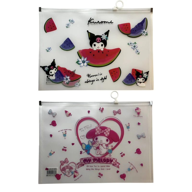 پوشه زیپ دار طرح کرومی و ملودی سایز A4 بسته 2 عددی 