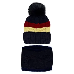 ست کلاه و شال گردن بافتنی بچگانه مدل P5-9429