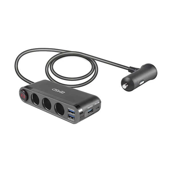 شارژر فندکی 20 وات 7 پورت بی وای جی دی مدل ‎HC68PD-1