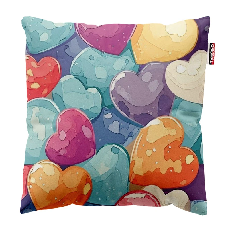 کوسن پاد آفرین طرح قلب رنگی کد 2801 سایز 30*30 سانتی متر