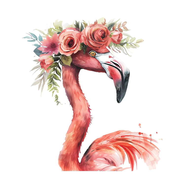 استیکر پارچه و لباس پاد آفرین مدل کارتونی کیوت فانتزی فلامینگو کد S3785