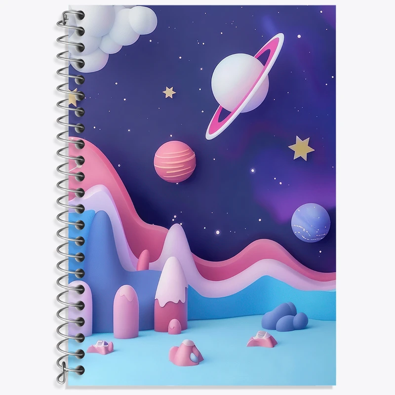 دفتر زبان 50 برگ خندالو مدل سه خط طرح فضایی کد N2253