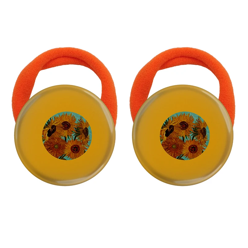 کش مو زنانه مدل نقاشی گل‌های آفتابگردان از ون گوگ کد s15165 بسته دو عددی