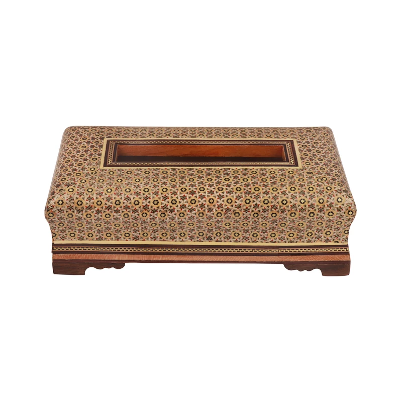 جعبه دستمال کاغذی خاتم کاری فراز هنر مدل پروارو کد 01