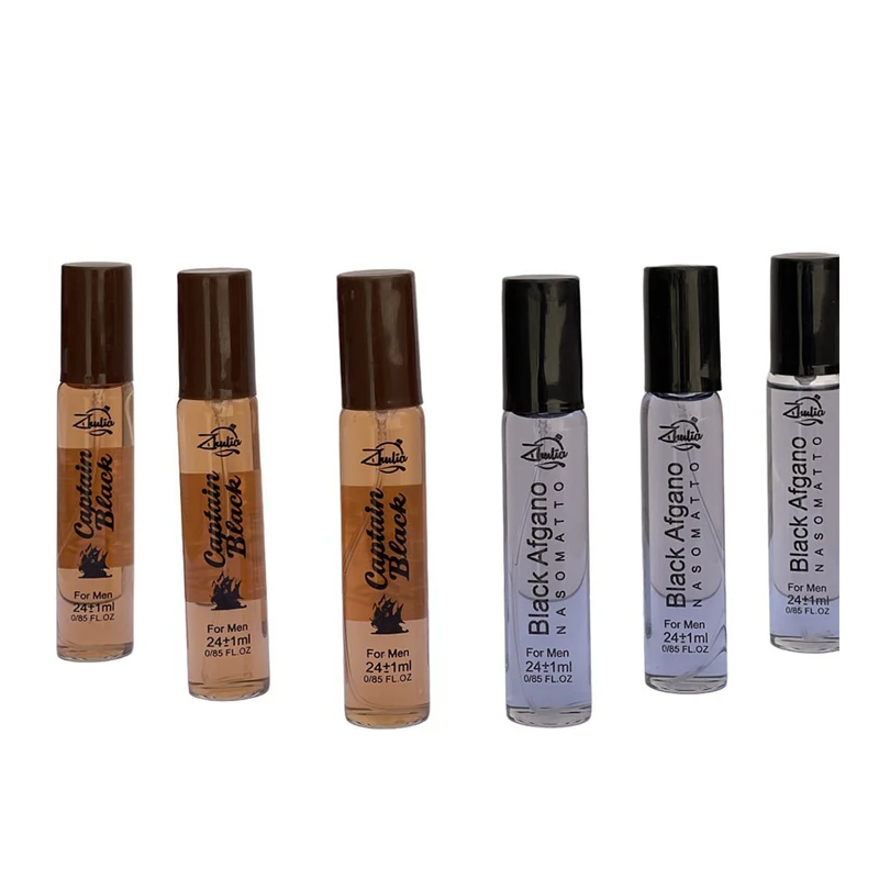 عطر جیبی مردانه ژولیا مدل کاپتان بلک و بلک افغان حجم 24 میلی لیتر بسته 6 عددی