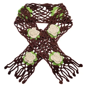 شال گردن بافتنی زنانه مدل گل کد SHL14