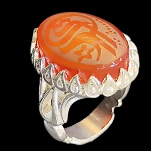 انگشتر مردانه مدل سنگ عقیق خطی کد ۸۶۹۹