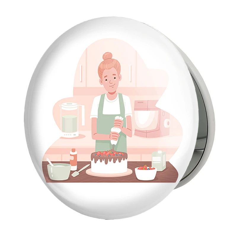 آینه جیبی خندالو طرح کیک و شیرینی پزی مدل تاشو کد 36684