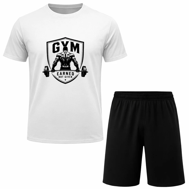 ست تی‌شرت آستین کوتاه و شلوارک راحتی مردانه مدل GYM A172