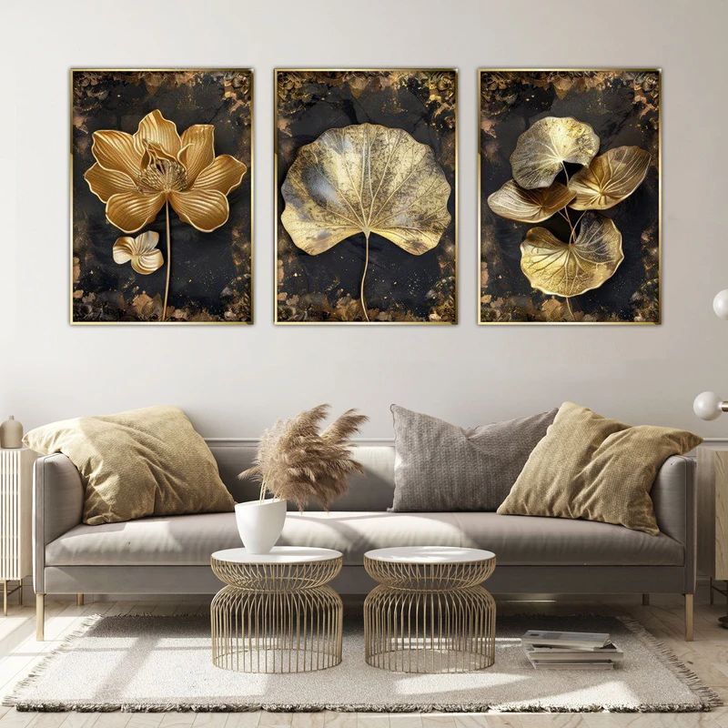 تابلو آتریسا طرح گل مدرن مدل AT00668 مجموعه 3 عددی 