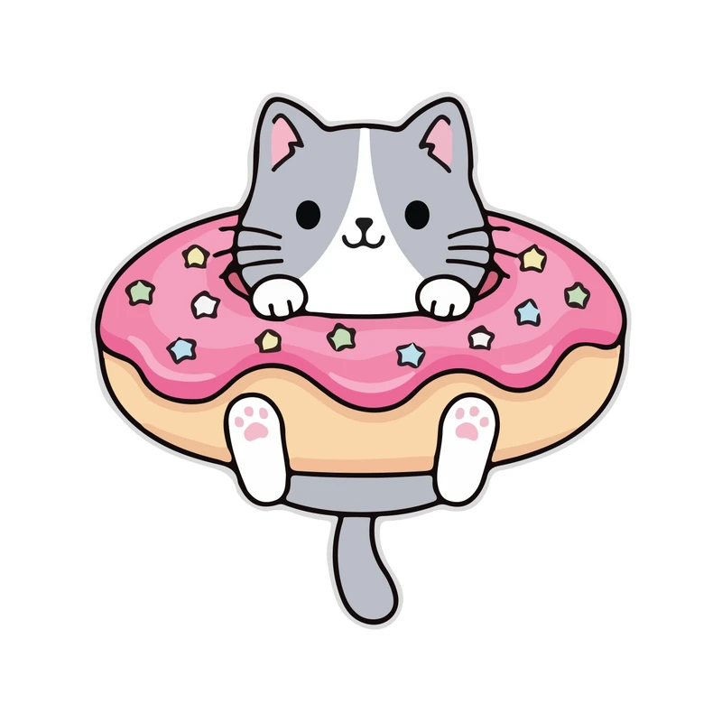 برچسب لپ تاپ پویا مارکت طرح دونات گربه کد 396