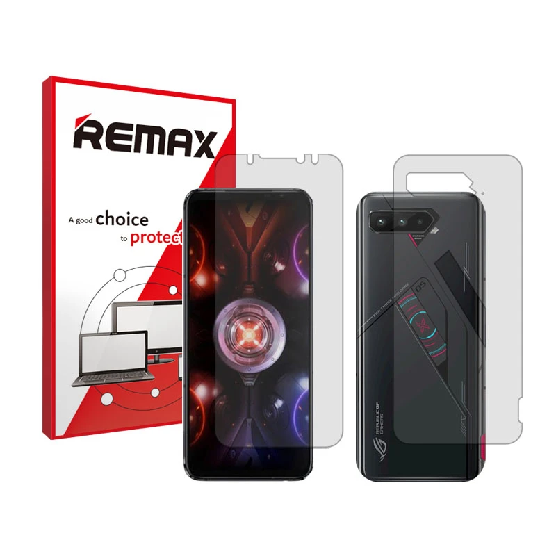 محافظ صفحه نمایش شفاف ریمکس مدل Resistant مناسب برای گوشی موبایل ایسوس ROG Phone 5 Pro به همراه محافظ پشت گوشی
