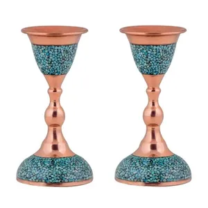 شمعدان فیروزه کوبی مدل F061 کد 01 بسته 2 عددی