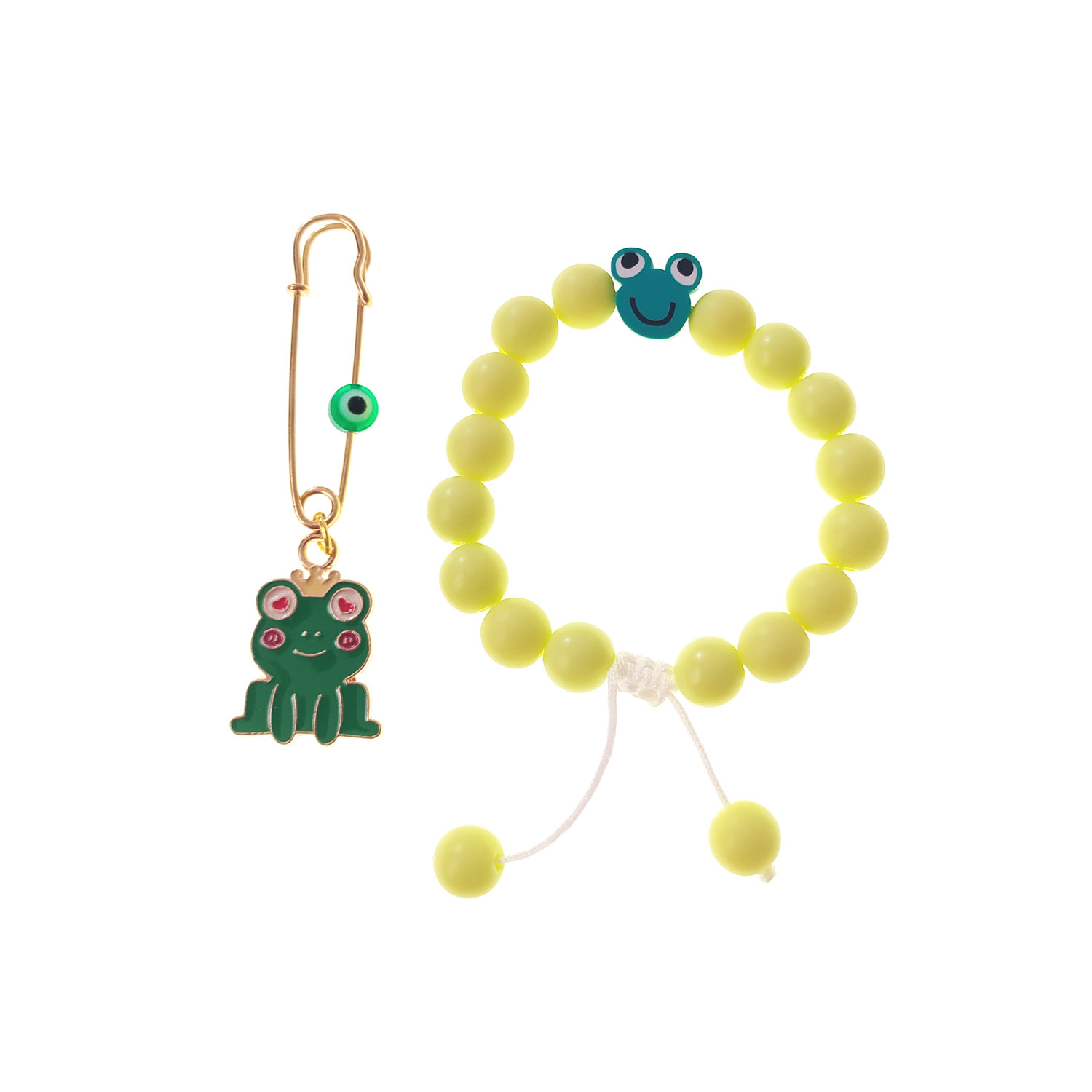 دستبند بچگانه مدل قورباغه به همراه سنجاق سینه دستبند بچگانه مدل قورباغه به همراه سنجاق سینه