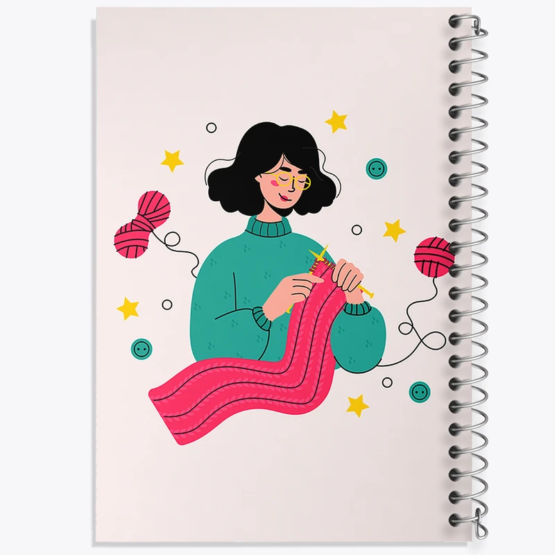 دفتر مشق 50 برگ خندالو طرح دختر بافنده کد N1685