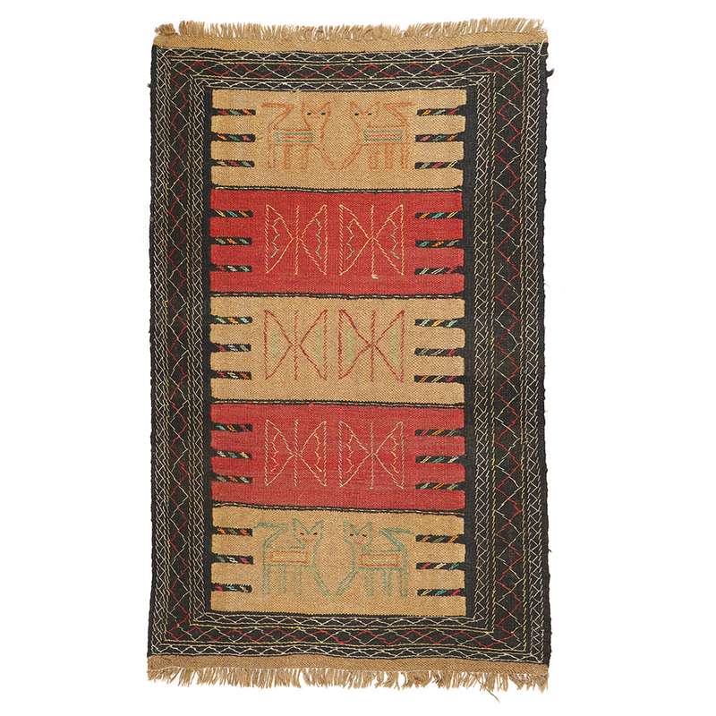 گلیم دستبافت دو متری طرح سفره کردی کد 140893