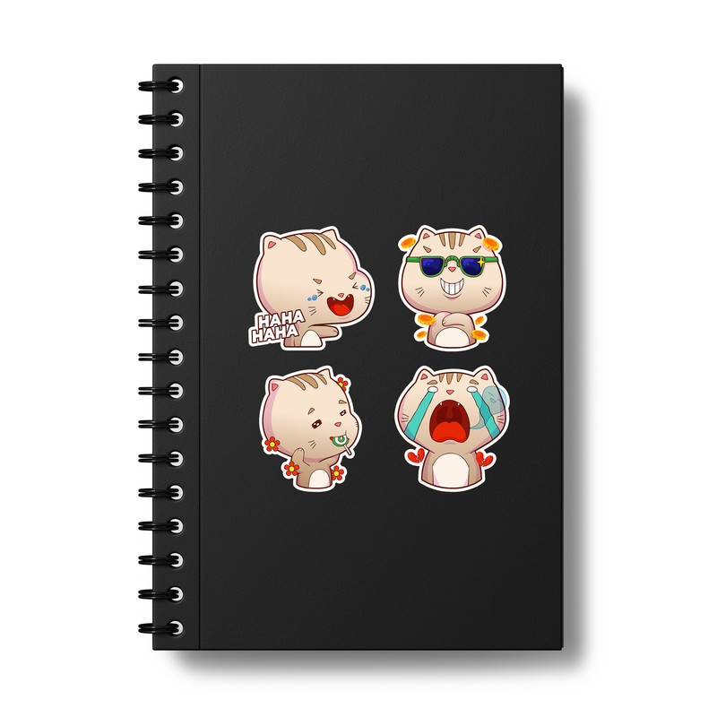 استیکر لپ تاپ و موبایل بووم طرح گربه احساسی کد MR71 مجموعه 4 عددی