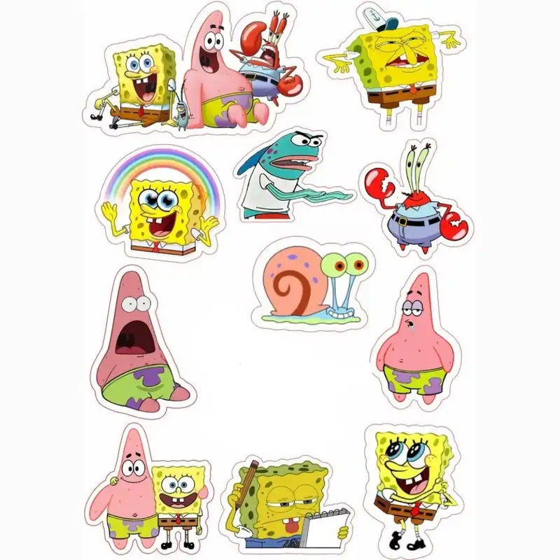 استیکر لب تاپ طرح باب اسفنجی مجموعه 11 عددی