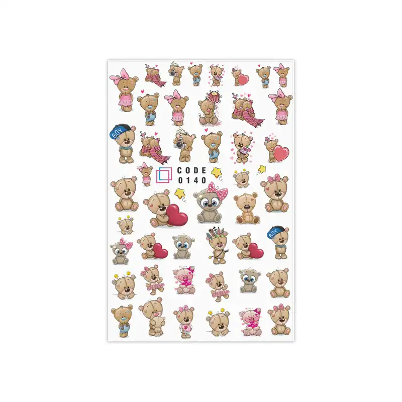 برچسب لنز ناخن مدل خرس فانتزی کد 140