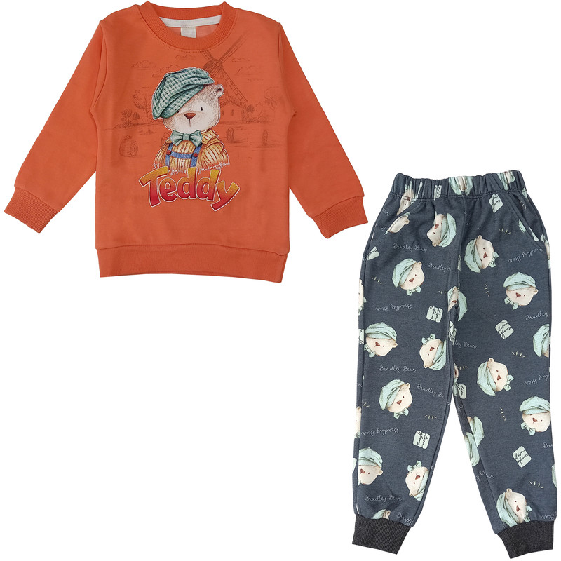 ست سویشرت و شلوار پسرانه مدل خرس کلاه دار کد 3624