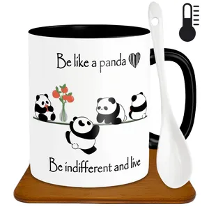 ماگ حرارتی طرح پاندا مدل H1001 به همراه زیر لیوانی و قاشق
