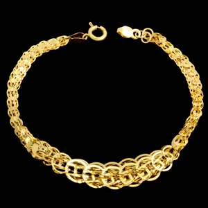 دستبند زنجیری طلا 18 عیار زنانه طلای مستجابی مدل لیزر کات کد M23