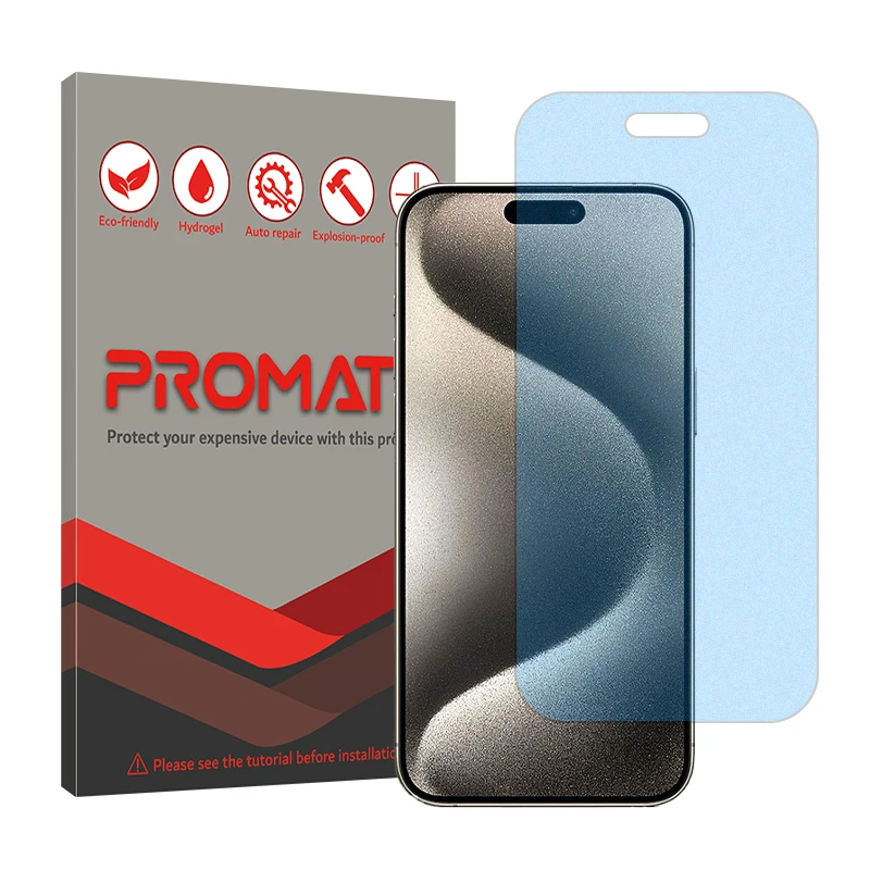محافظ صفحه نمایش مات آنتی بلو پرومیت مدل Resistant مناسب برای گوشی موبایل اپل iPhone 15 Pro Max