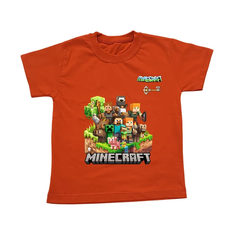 تی شرت آستین کوتاه یقه گرد بچگانه مدل ماینکرافت کد 12
