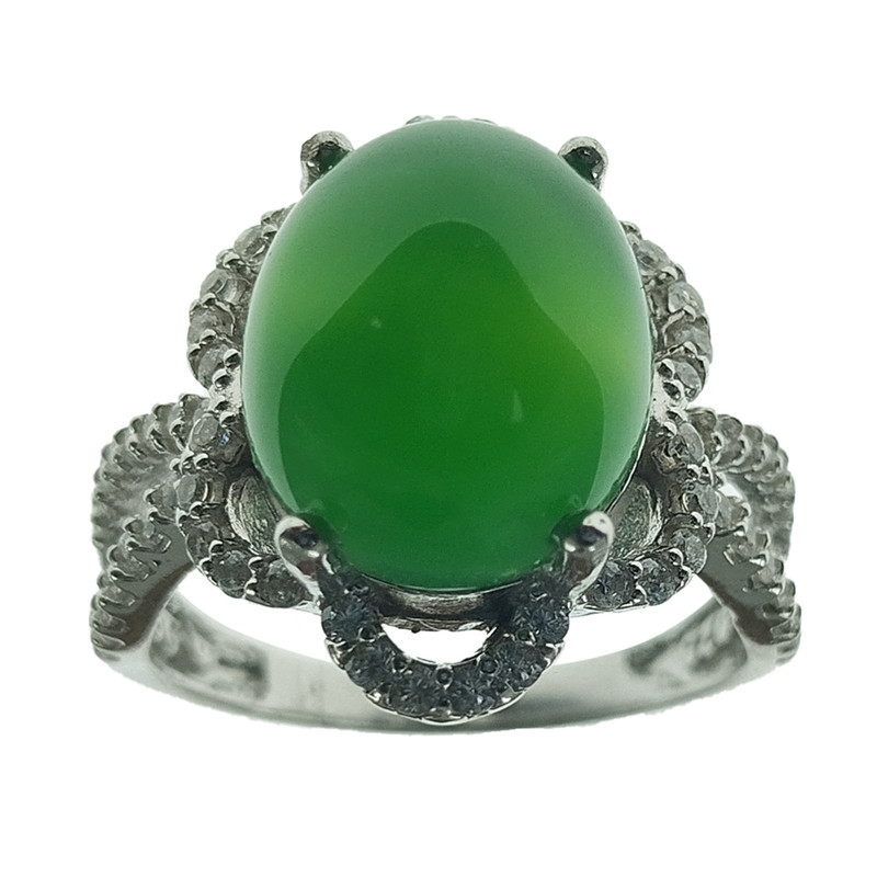 انگشتر نقره زنانه سلین کالا مدل عقیق یشم کد 58