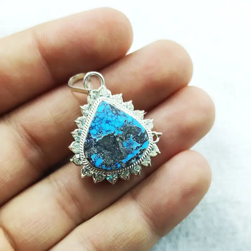 آویز گردنبند نقره زنانه سلین کالا مدل فیروزه کد COD-16