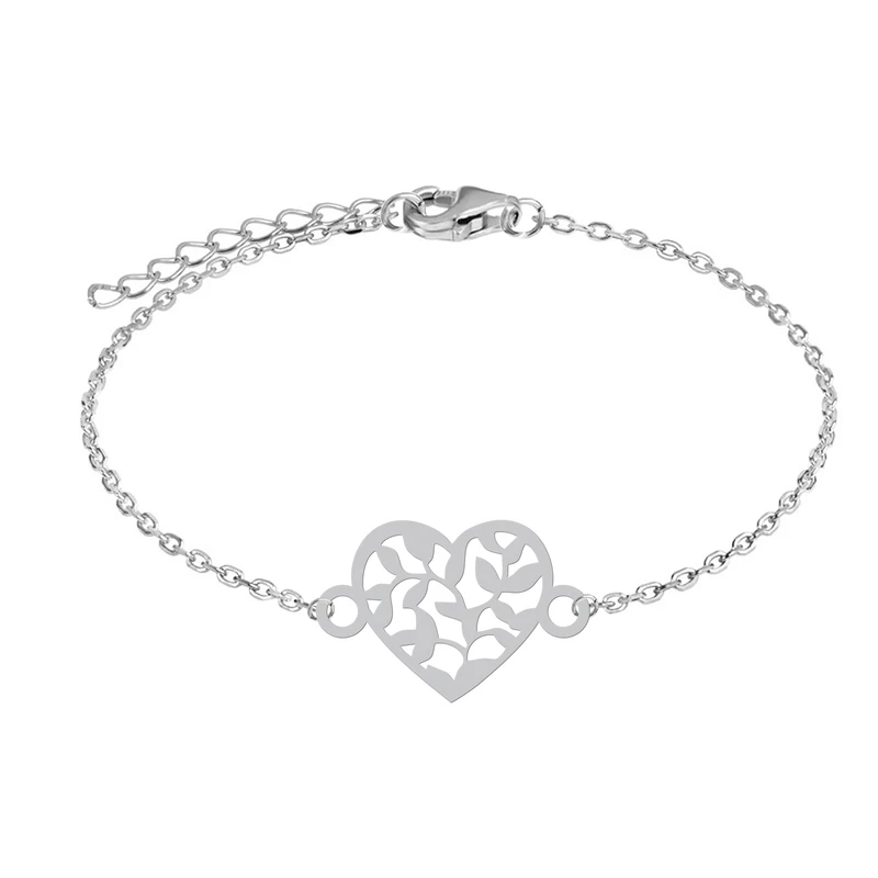 دستبند زنجیری زنانه هایکا مدل قلب و شاخه برگ کد z.dh96