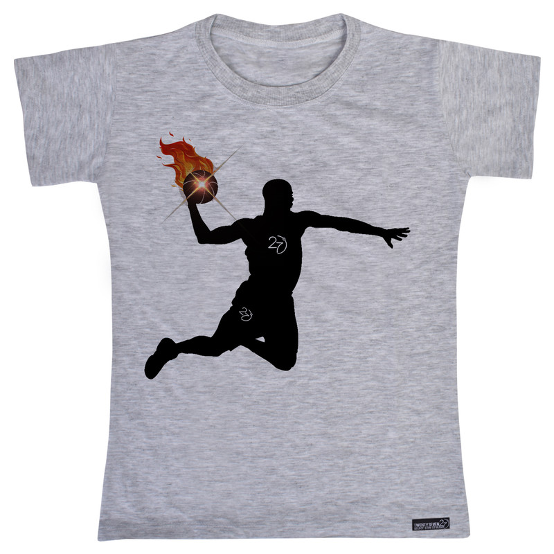 تی شرت آستین کوتاه پسرانه 27 مدل Basketball Fire کد MH1410