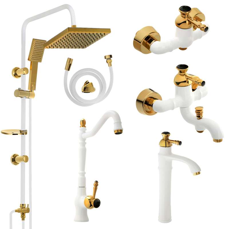 ست شیرآلات کویران آذر مدل فلورانس کد 02 پایه بلند مجموعه 6 عددی