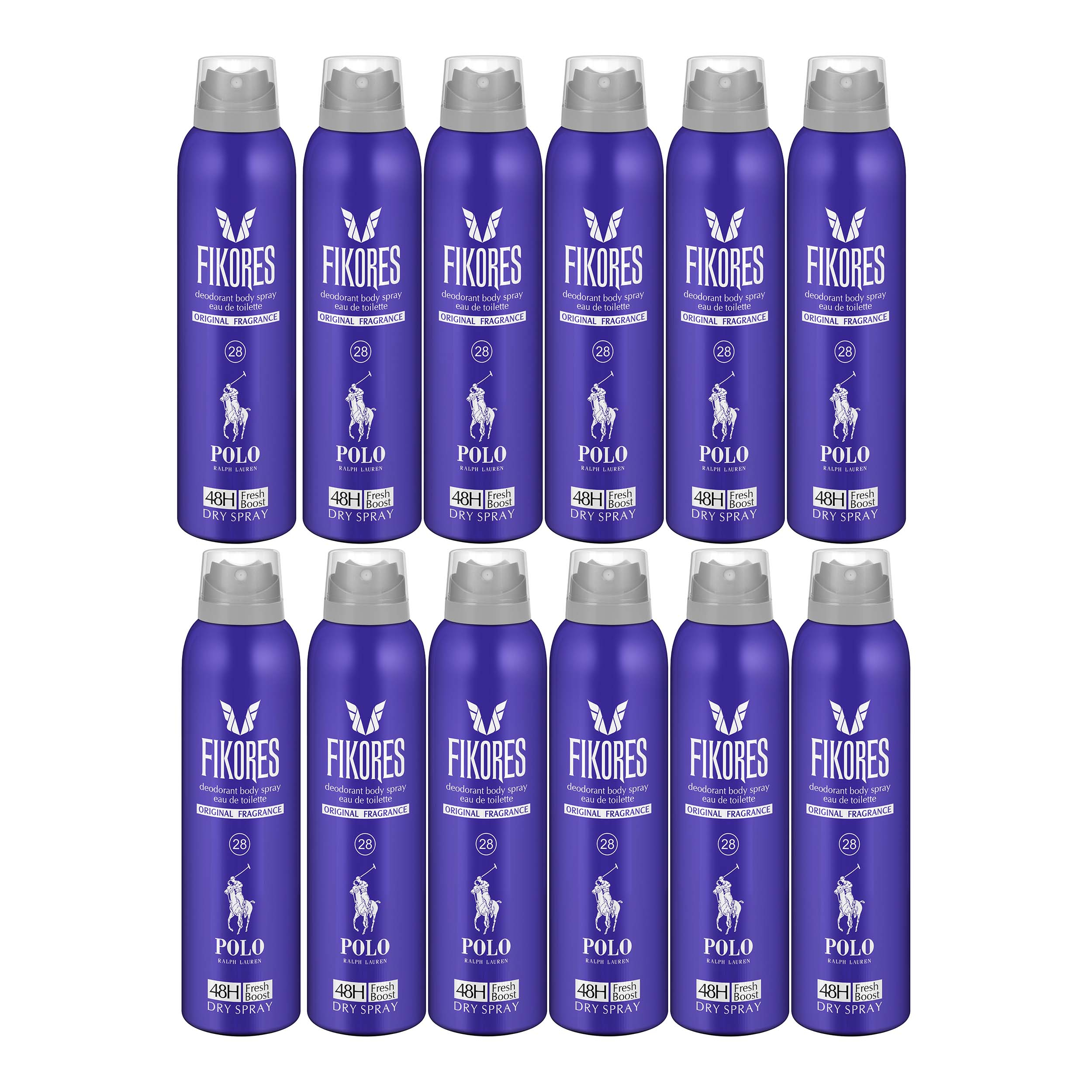  اسپری خوشبوکننده بدن مردانه فیکورس مدل POLO حجم 200 میلی لیتر مجموعه 12 عددی