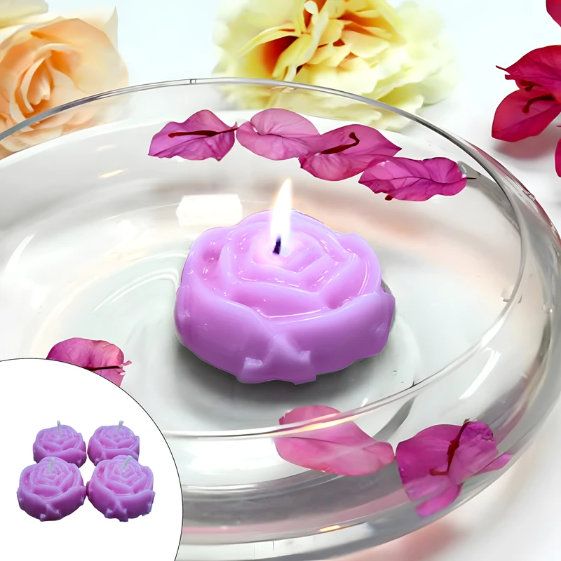 شمع شناور مدل گل بسته 4 عددی
