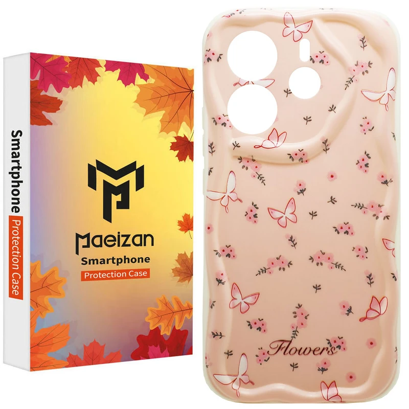 کاور پاییزان مدل Peachy Flowers طرح پروانه ها مناسب برای گوشی موبایل شیائومی Redmi Note 14 4G