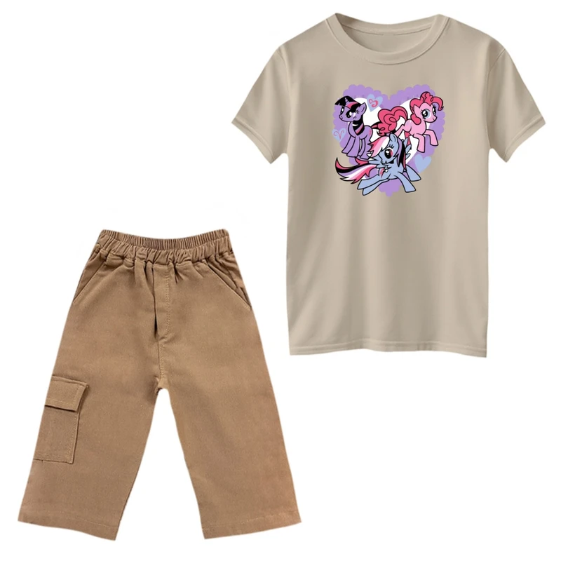 ست تی‌شرت و شلوارک دخترانه مدل پونی کد 2