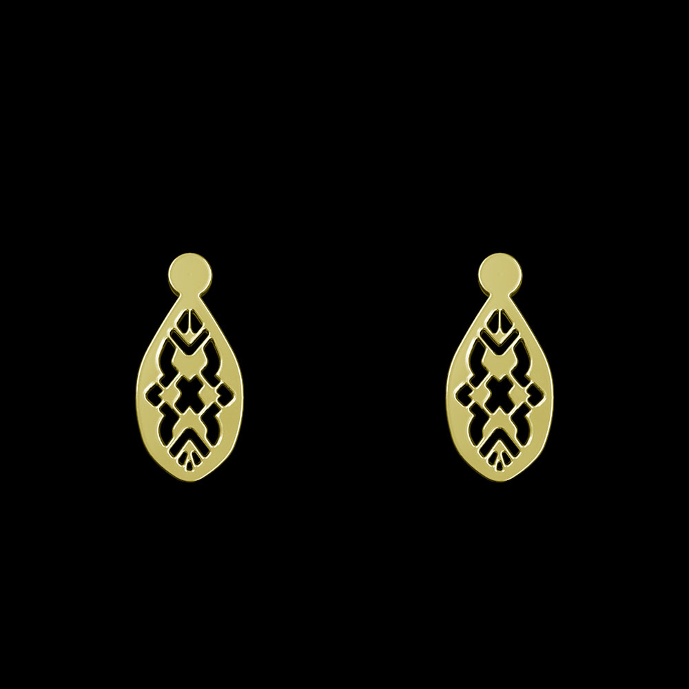 گوشواره طلا 18 عیار زنانه مدوپد مدل اشک اسلیمی کد GA1-10262