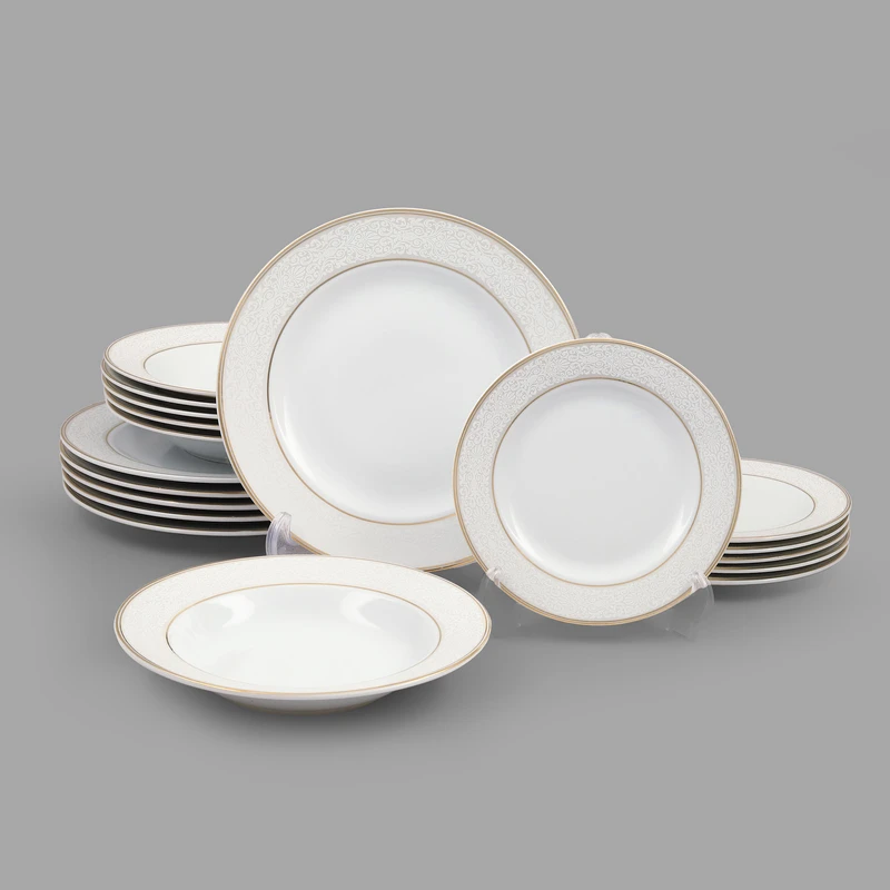 سرویس غذاخوری 18 پارچه 6 نفره دینوا ساینا طرح دایره مدل ورژن 6