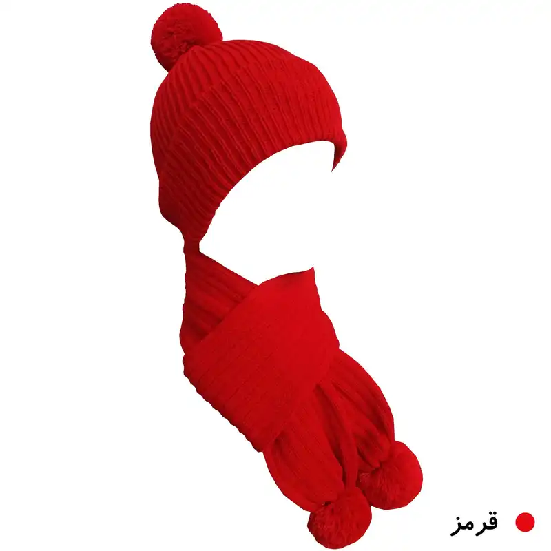 ست کلاه و شال گردن بافتنی مدل کشباف کد O