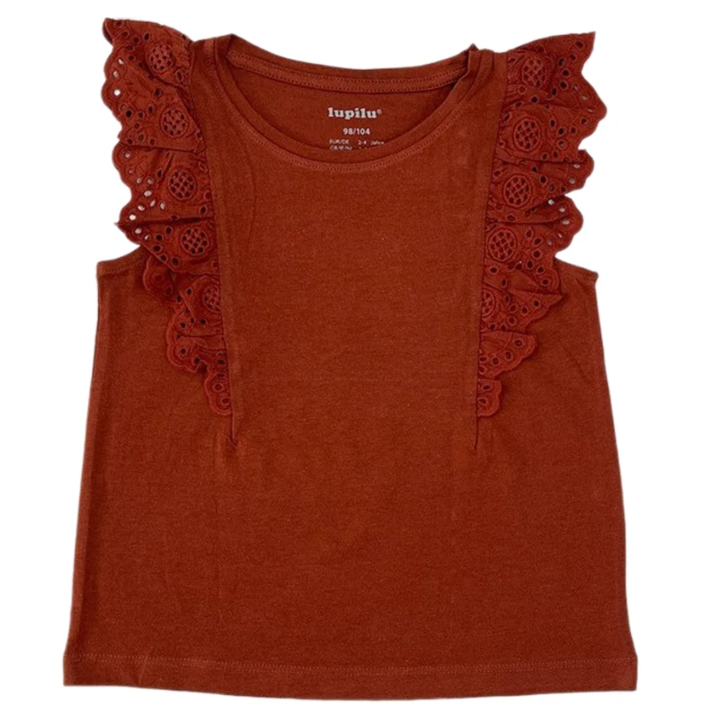 تی‌شرت آستین تا روی شانه دخترانه لوپیلو مدل خامه دوزی