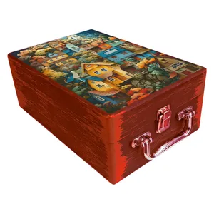  جعبه هدیه مدل چمدان چوبی طرح بهاری کد WS729
