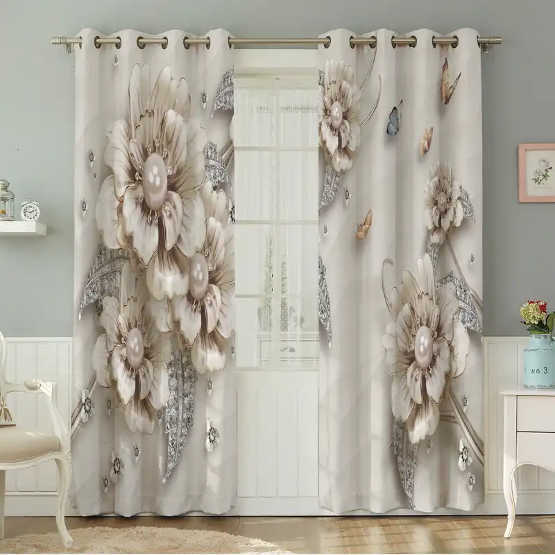 پرده نیروانا طرح گل مدل مخمل کد 5184 سایز 140×280 سانتی متر