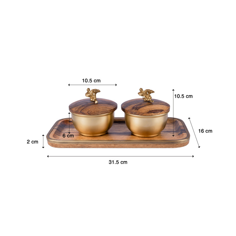 قندان گلد کیش مدل بلاسم کد GK829476-1 مجموعه دو عددی به همراه سینی